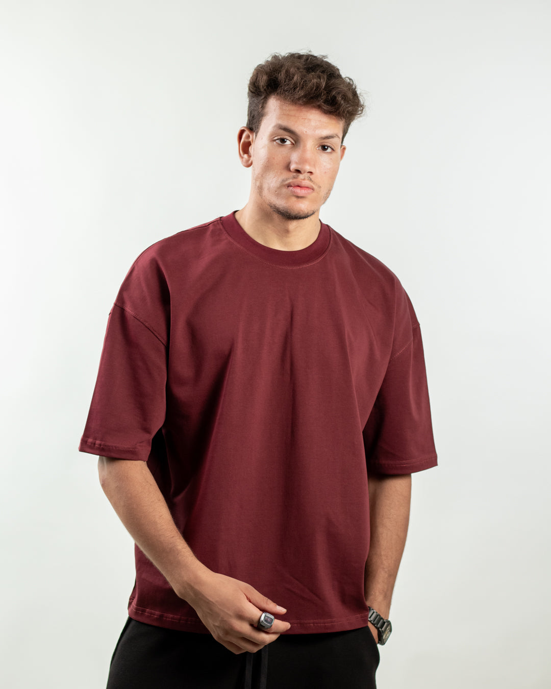 Boxy Fit Tee - Burgundy