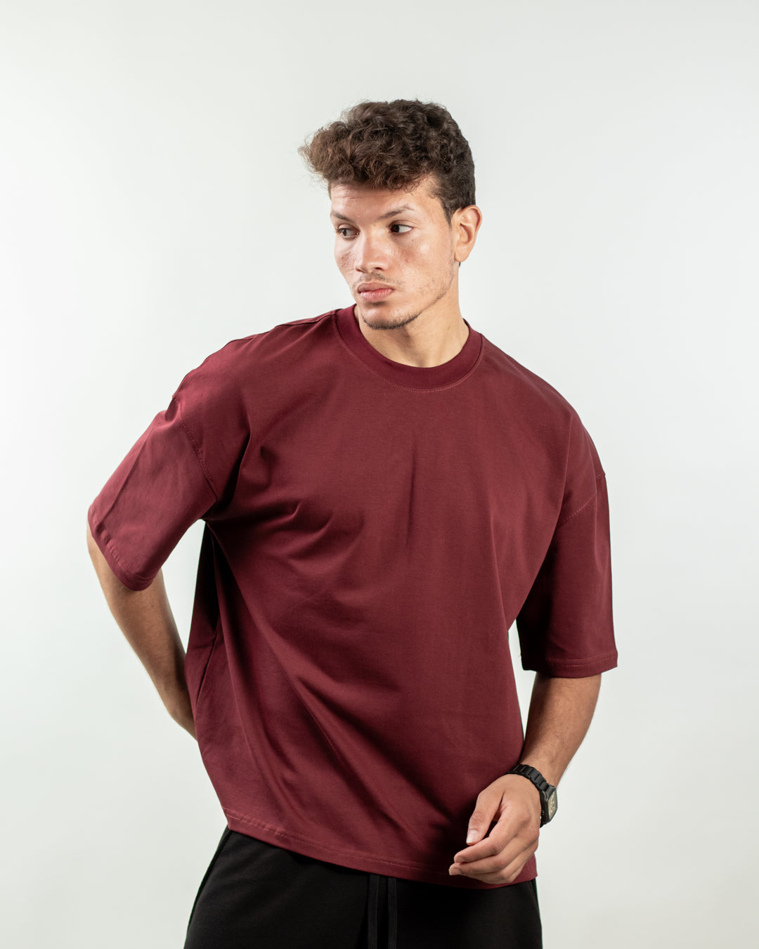 Boxy Fit Tee - Burgundy