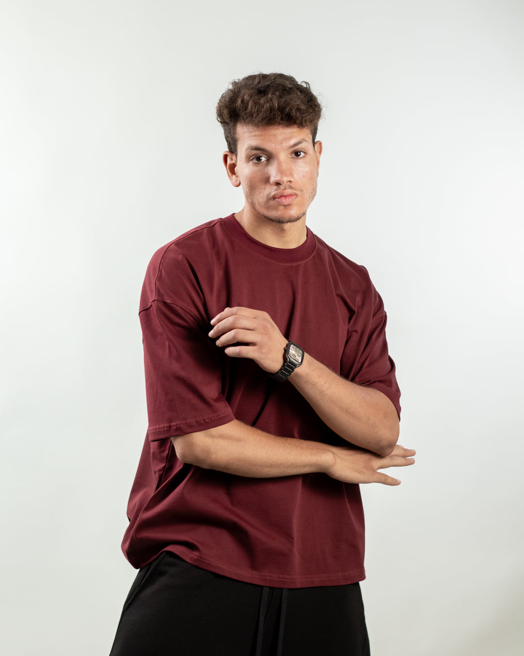 Boxy Fit Tee - Burgundy
