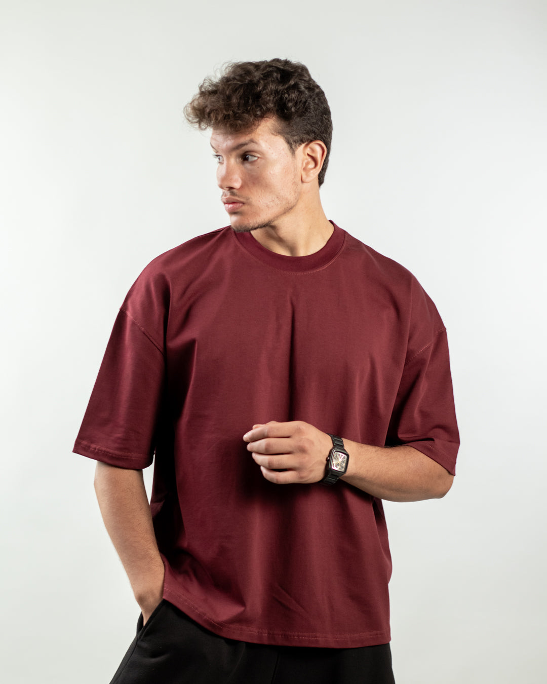 Boxy Fit Tee - Burgundy