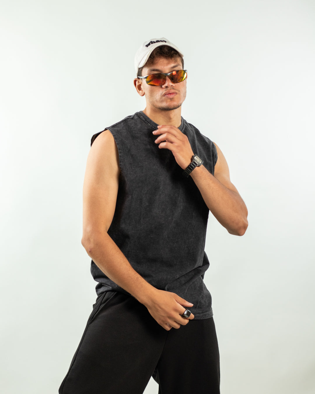 Sleeveless Tee - Acid Black