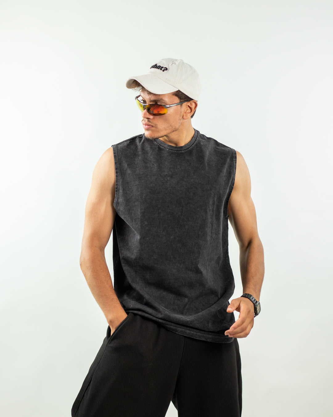 Sleeveless Tee - Acid Black