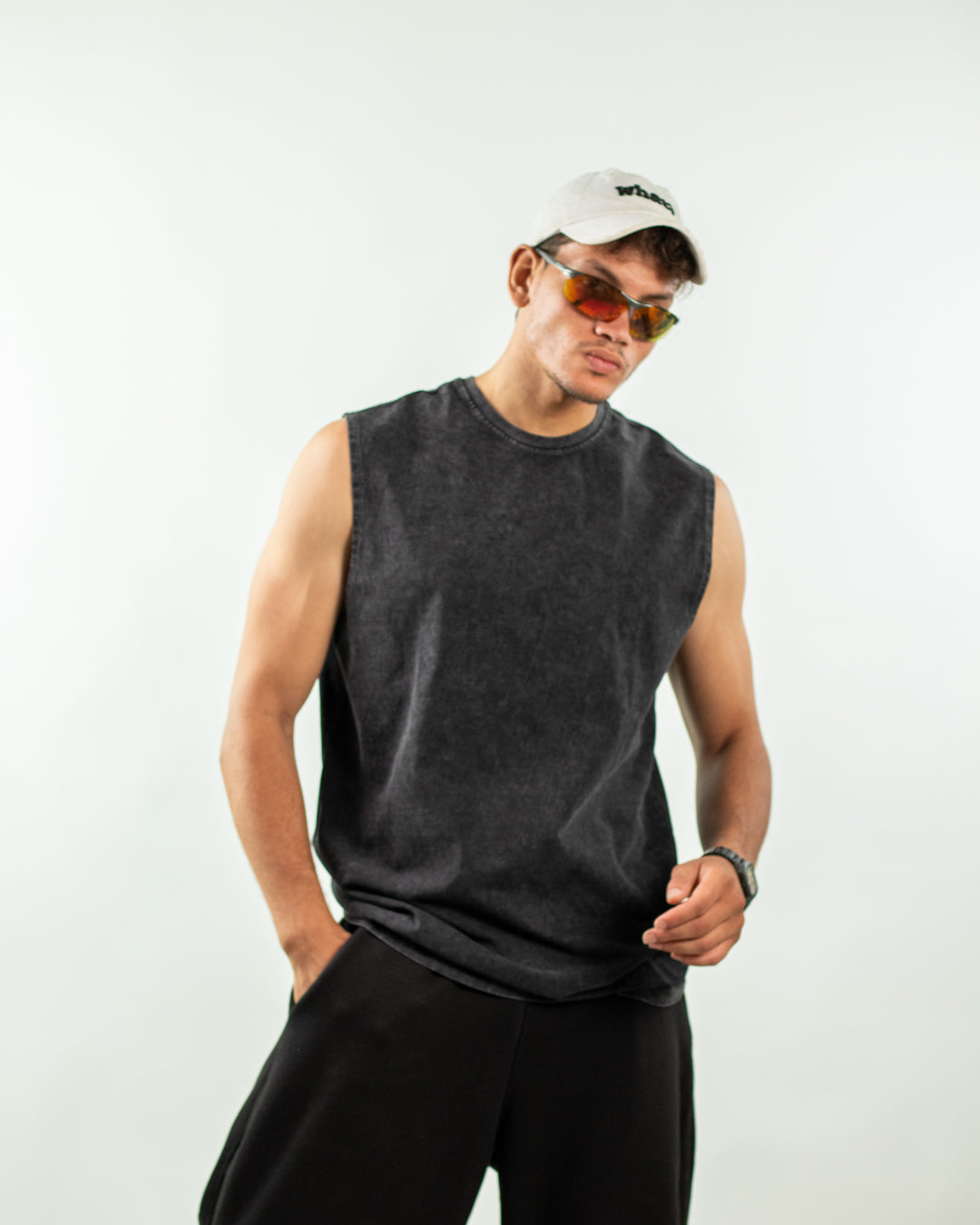 Sleeveless Tee - Acid Black