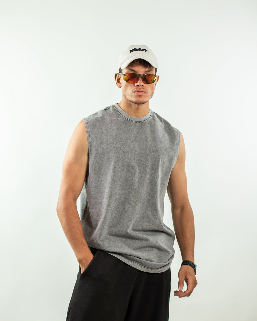 Sleeveless Tee - Acid Grey