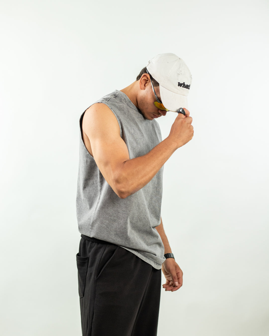 Sleeveless Tee - Acid Grey