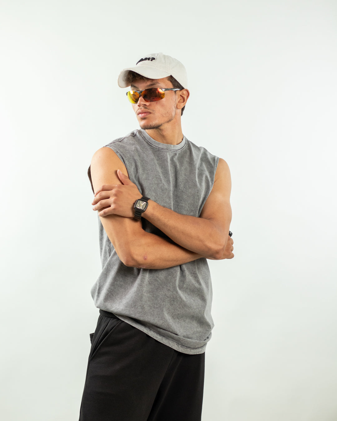 Sleeveless Tee - Acid Grey