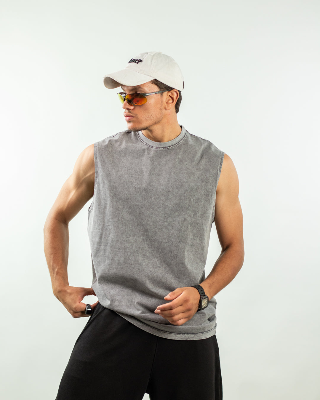Sleeveless Tee - Acid Grey