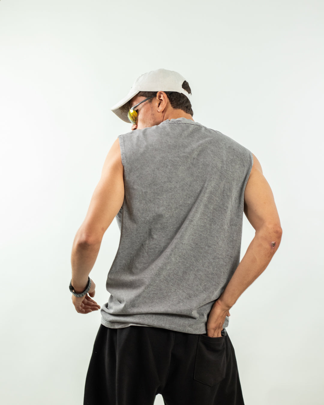 Sleeveless Tee - Acid Grey