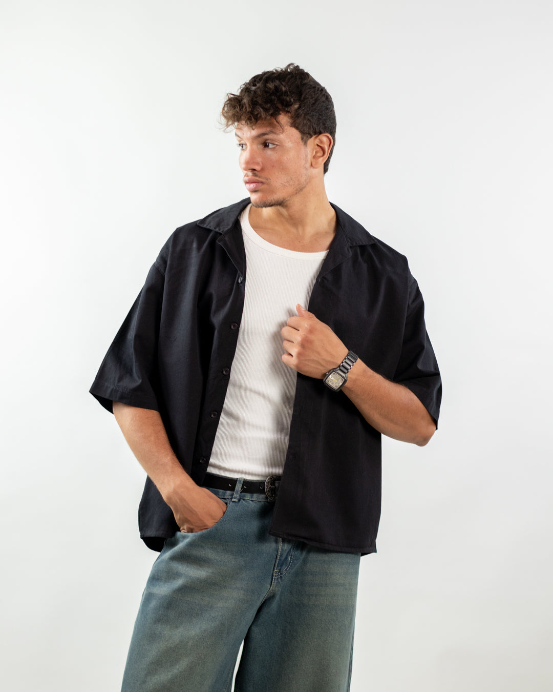 Core Boxy Shirt – Jet Black