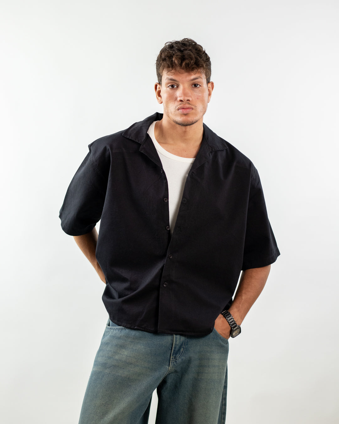 Core Boxy Shirt – Jet Black