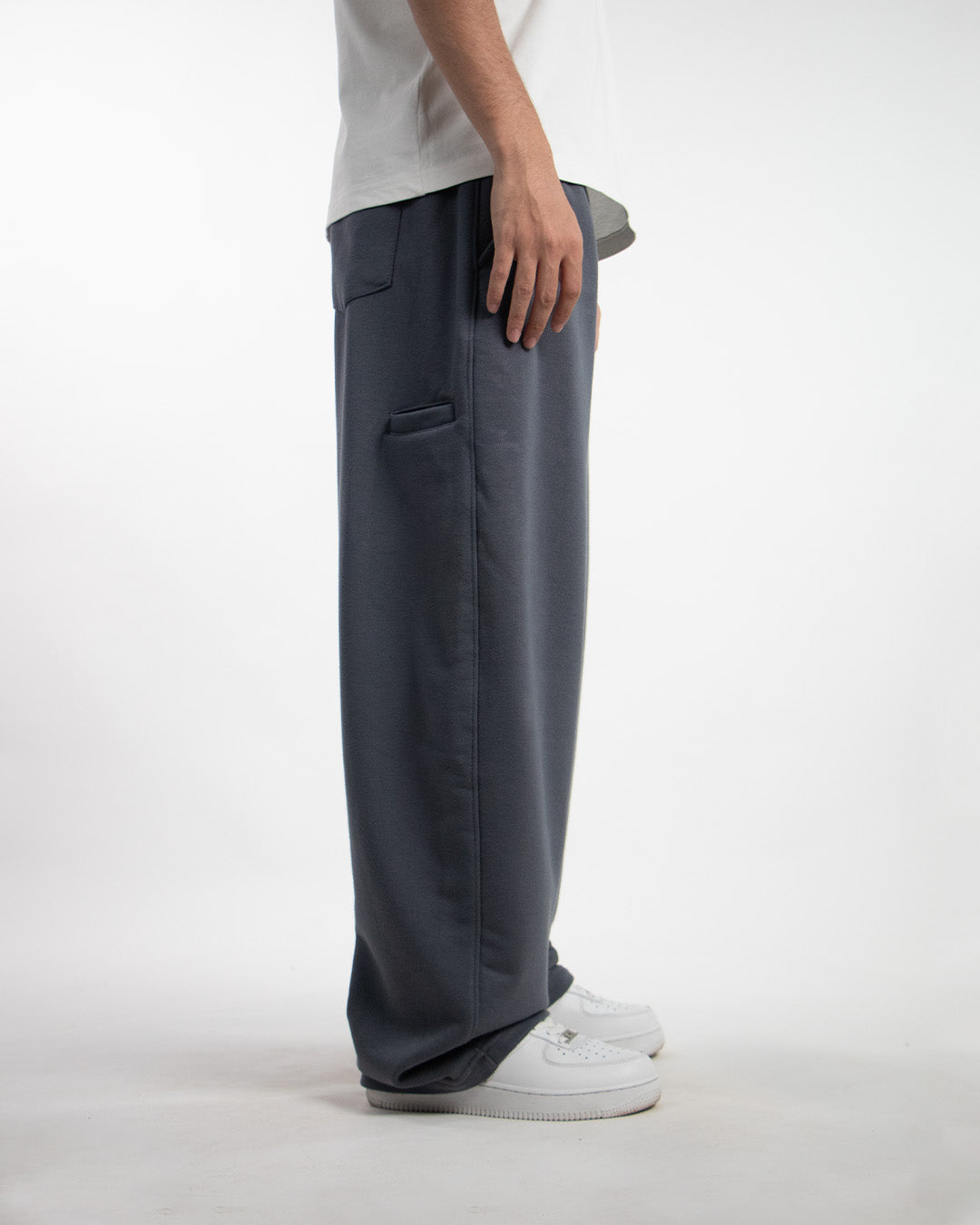 Unique Wide Leg Pants - Steel blue